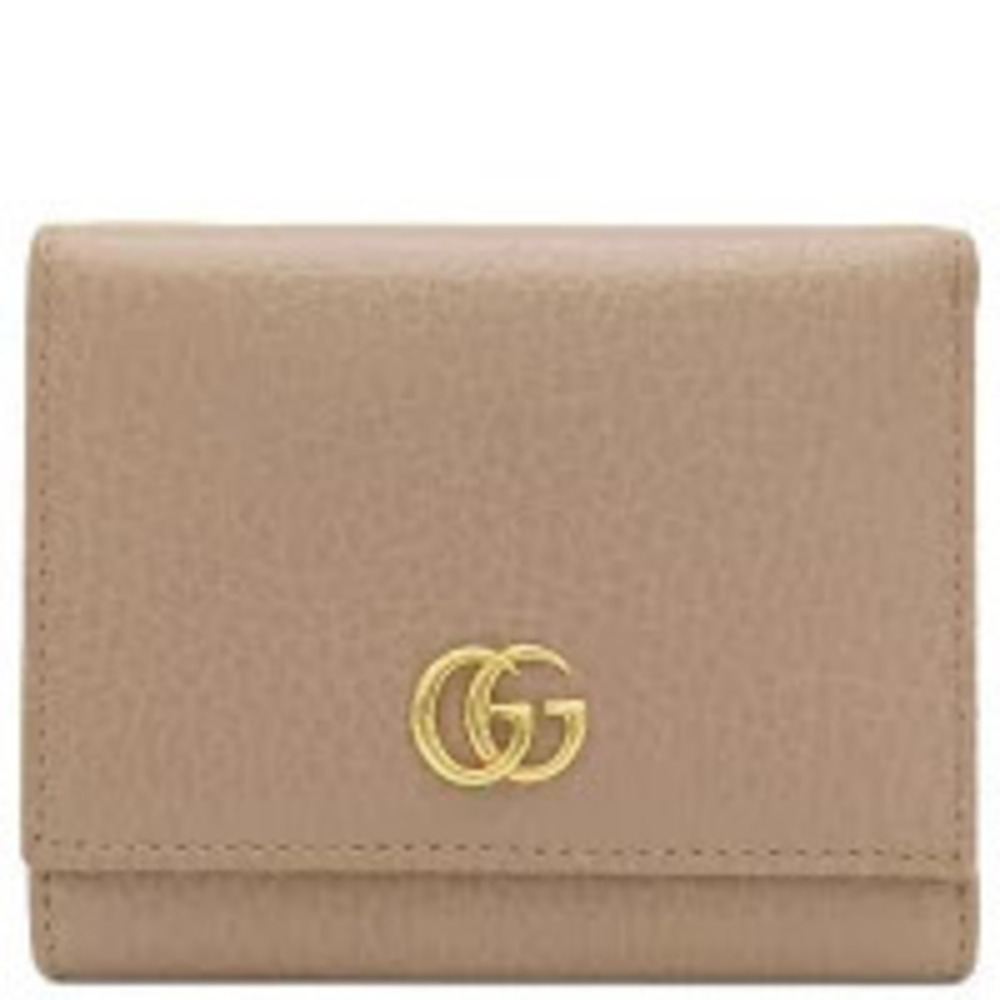 Gucci Marmont Tri fold Wallet Compact Leather Beige